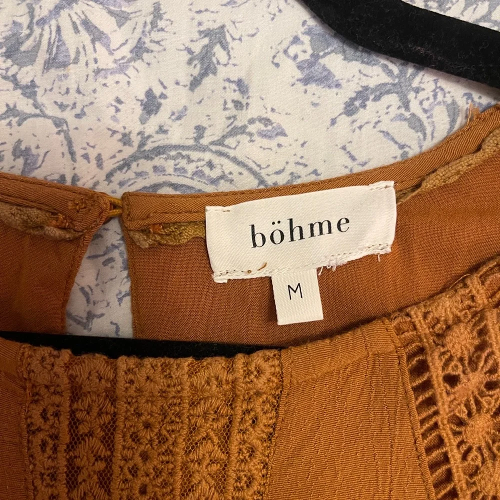 BÖHME Mustard Yellow Lace Trim Peasant Blouse (M) - Picture 2 of 2